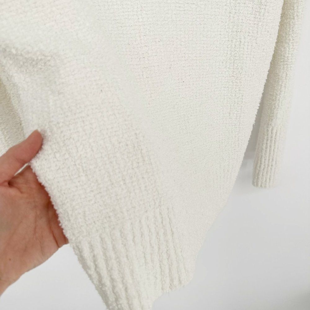 Vince Textured Tunic V Neck Sweater Boucle Knit Oversized White Women's Small - Picture 3 of 7
